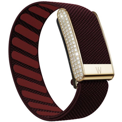 Diamond-Embedded For Whop5.0 Straps Nylon Woven Elastic Shiny Wristband with Full-Diamond Bright Gold Metal U-Frame Band