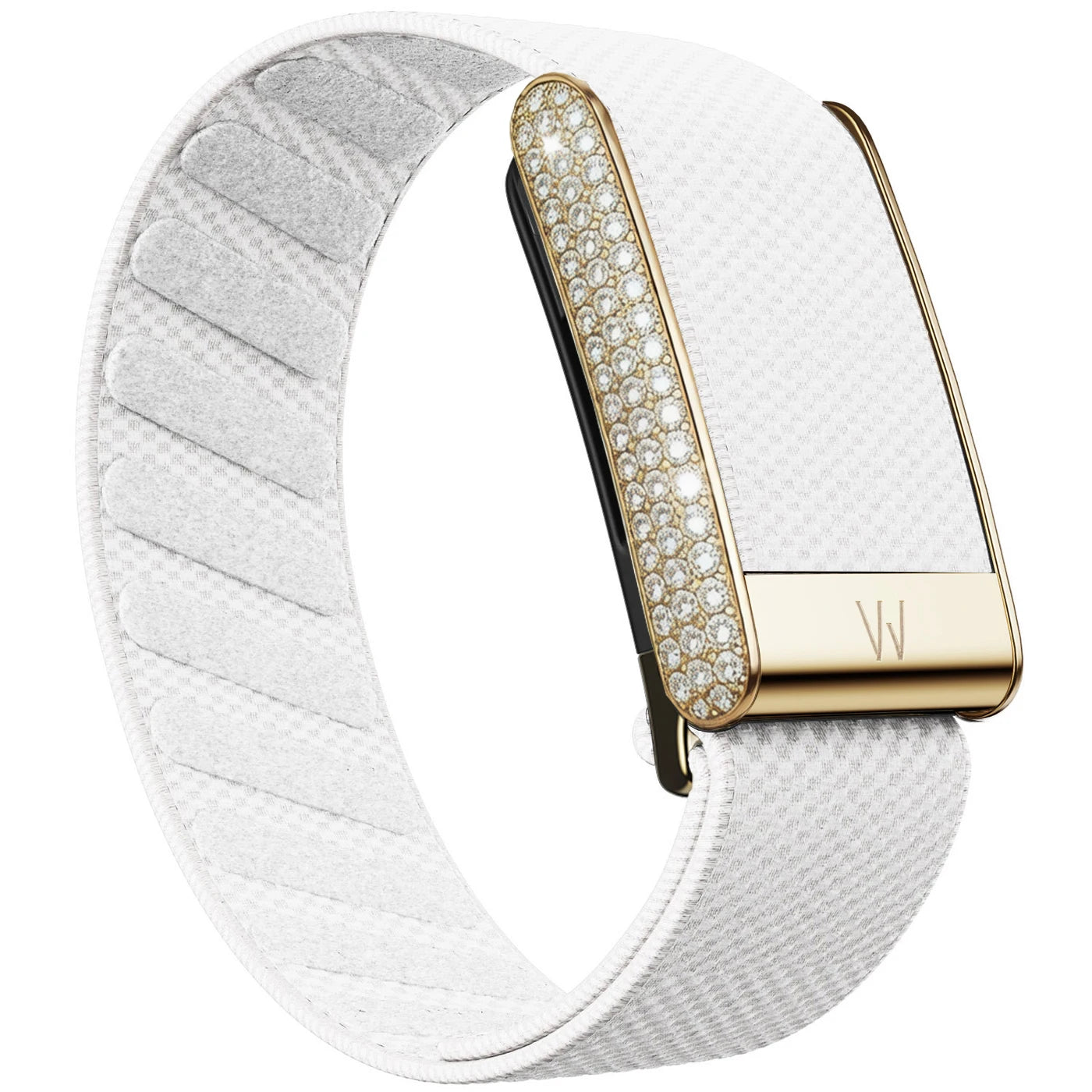 Diamond-Embedded For Whop5.0 Straps Nylon Woven Elastic Shiny Wristband with Full-Diamond Bright Gold Metal U-Frame Band