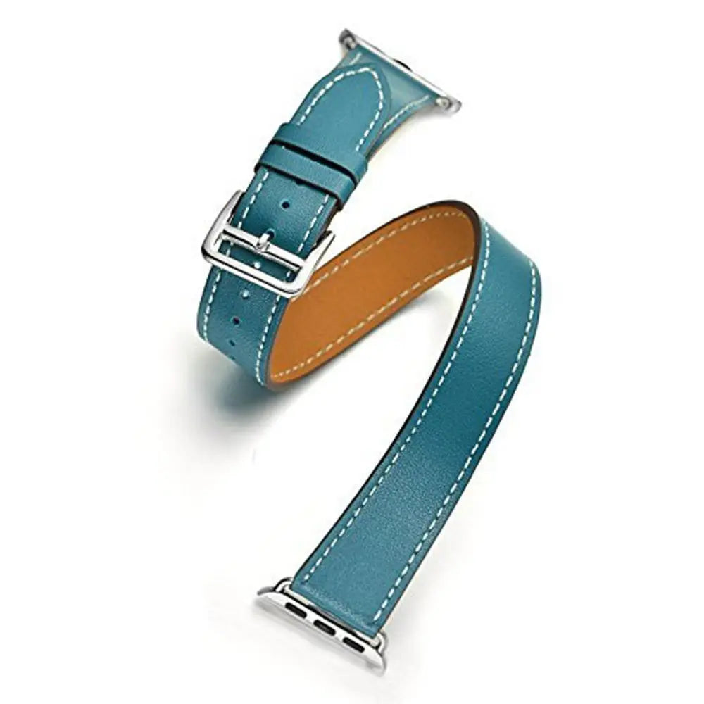 Double Tour Strap for Apple watch band 45mm 41mm 44mm/40mm 42mm/38mm 49mm Leather bracelet iWatch series 5 3 se 6 7 8 9 ultra 2