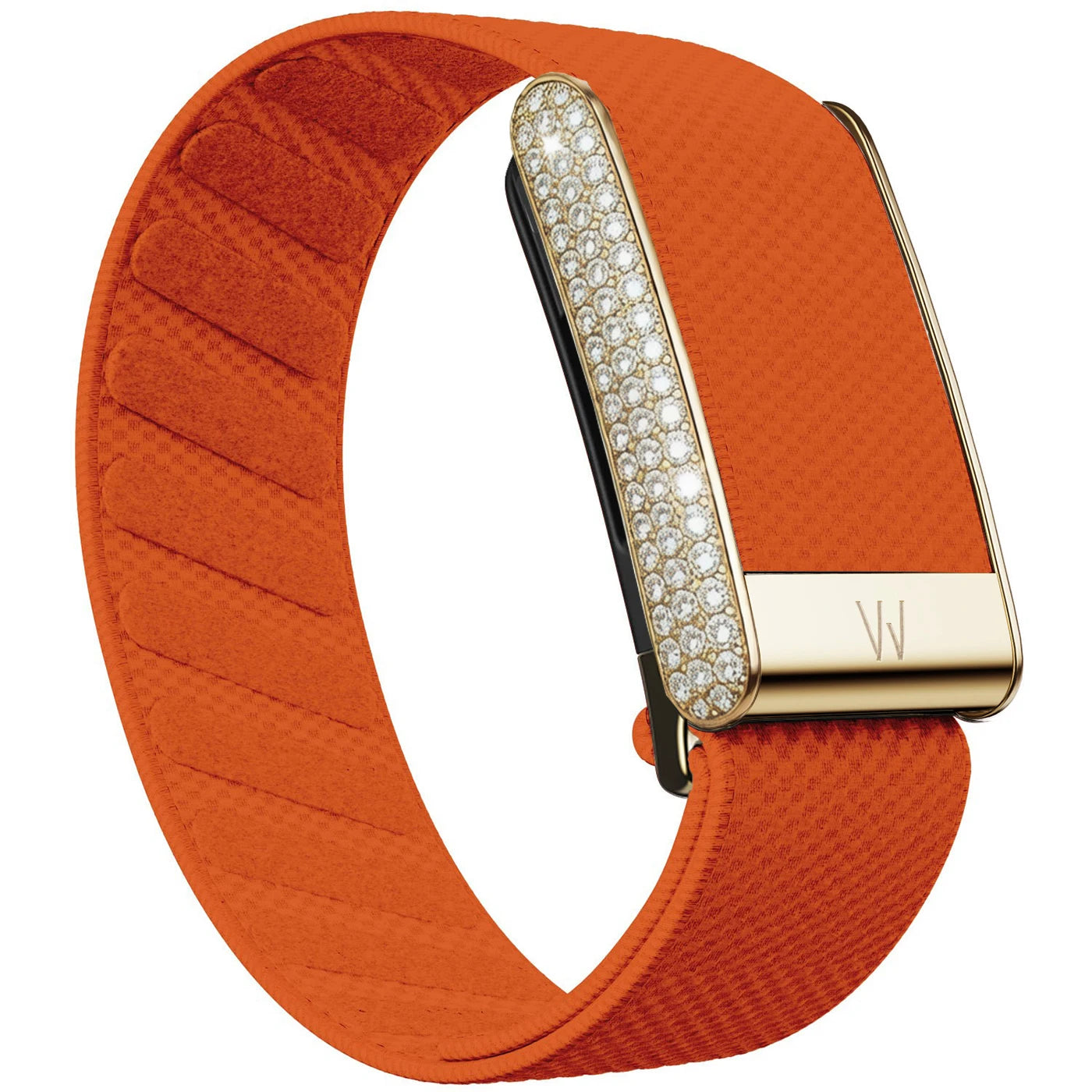 Diamond-Embedded For Whop5.0 Straps Nylon Woven Elastic Shiny Wristband with Full-Diamond Bright Gold Metal U-Frame Band