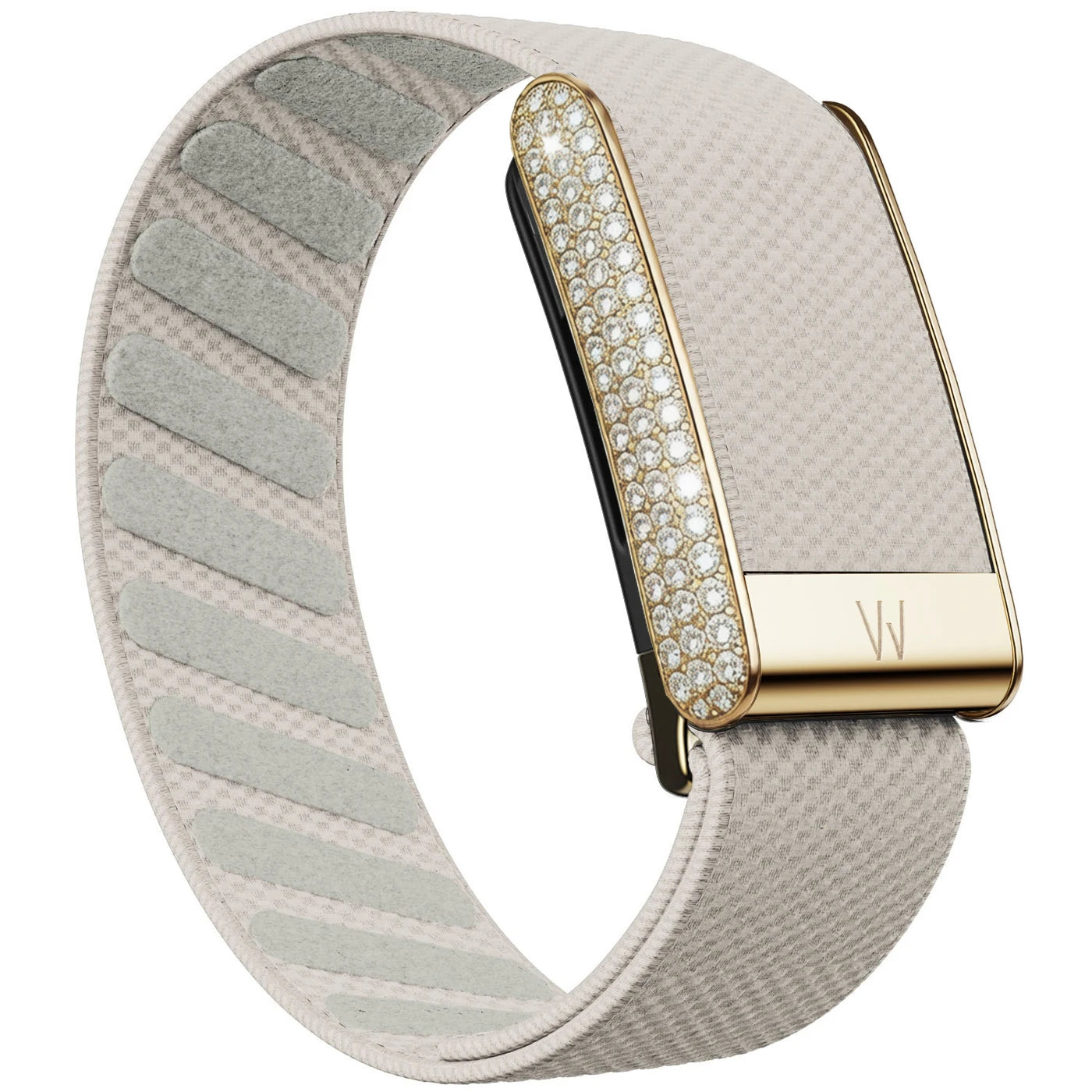 Diamond-Embedded For Whop5.0 Straps Nylon Woven Elastic Shiny Wristband with Full-Diamond Bright Gold Metal U-Frame Band